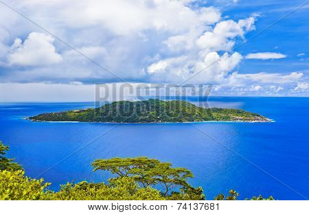 Island in ocean at Seychelles - nature background