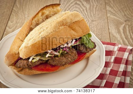 Delicious Turkish Kofte Sandwich (meatballs)