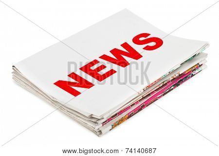 Stack of newspapers News isolated on white background