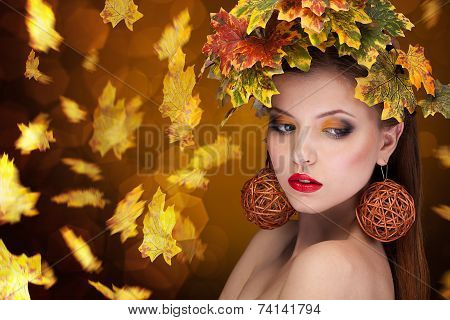 Gorgeous Sensual Girl Autumn Concept