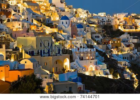 Santorini night (Oia) - Greece vacation background