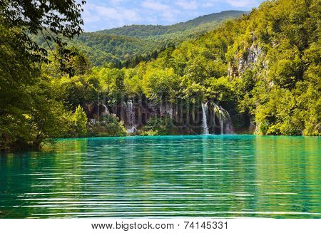 Plitvice lakes in Croatia - nature travel background