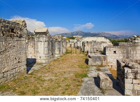 Ruins of the ancient amphitheater at Split, Croatia - archaeology background