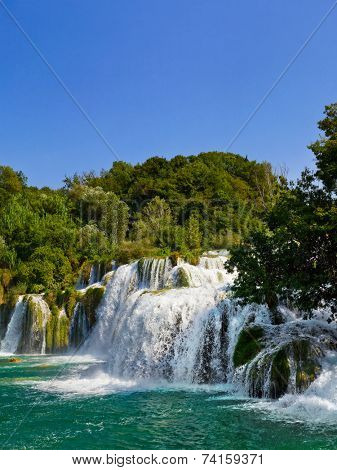 Waterfall KRKA in Croatia - nature travel background