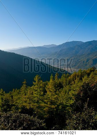 Beautiful View Over The Upper Paro Valley (bhutan) During Sunrise