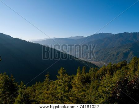 Beautiful View Over The Upper Paro Valley (bhutan) During Sunrise