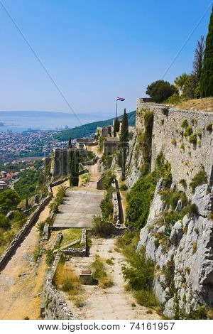 Old fort in Klis, Croatia - architecture background