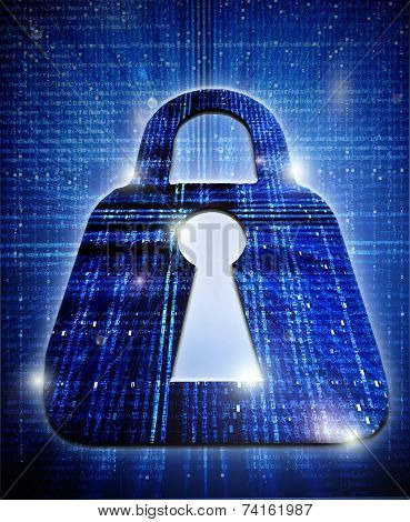 Padlock Digtal Security Concept Iluustration