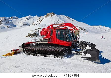 Machines for skiing slope preparations at Bad Hofgastein Austria - nature and sport background