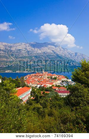 Town Korcula in Croatia - travel background