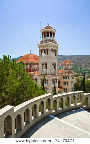 Church Agios Nectarios on island Aegina, Greece - religion background