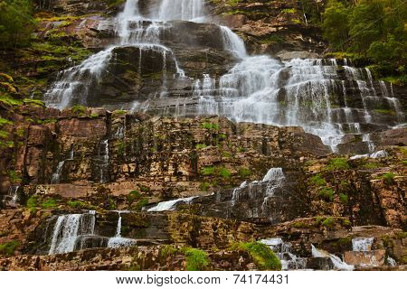 Tvinde fossen Waterfall - Voss Norway - nature and travel background