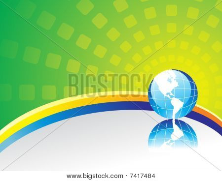 abstract colorful green eco background with blue globe