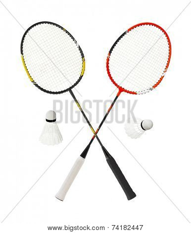 Badminton racket isolated on white background