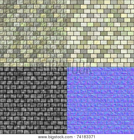 Glass Tiles Seamless Generated Texture (Diffuse, Bump Normal)