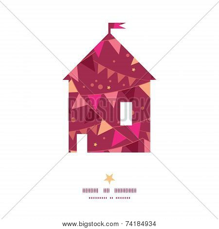Vector christmas decorations flags house silhouette pattern frame