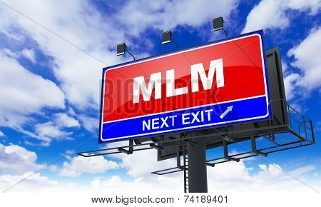 MLM Inscription on Red Billboard.