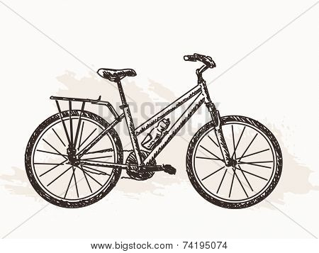 Sketch of bicycle Hand drawn illustration