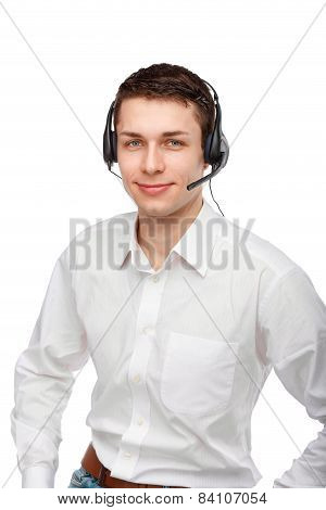 Portrait Of Male Customer Service Representative Or Call Centre Worker Or Operator Or Support Staff