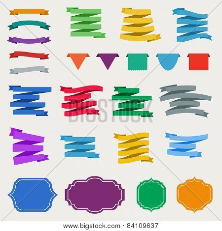 Collection of ribbons, banners and labels
