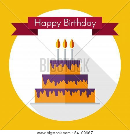 Birthday cake in flat style