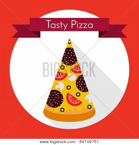 Tasty pizza in flat style
