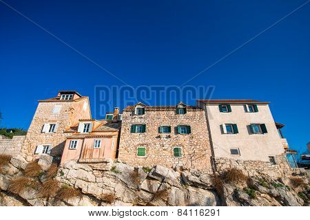 Ancient buildings facades in Croatia