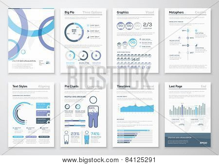 Collection of business brochures and infographic vector elements
