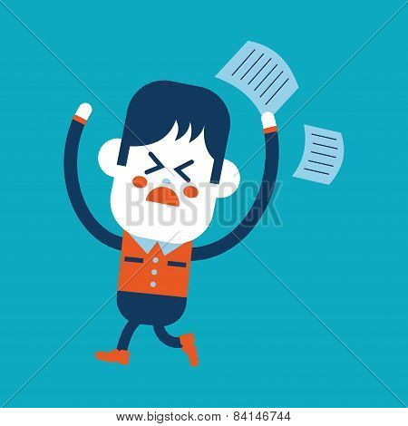 Character Illustration Design. Boy Feeling Annoyed Cartoon,eps
