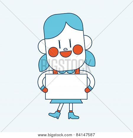 Character Illustration Design. Girl Delivering The Speech Cartoon,