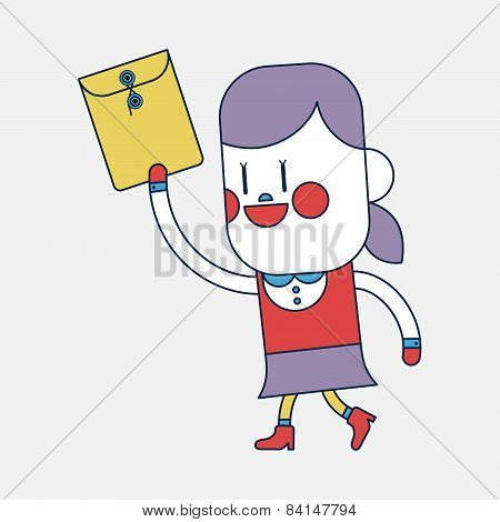 Character Illustration Design. Girl Sending Files Cartoon,