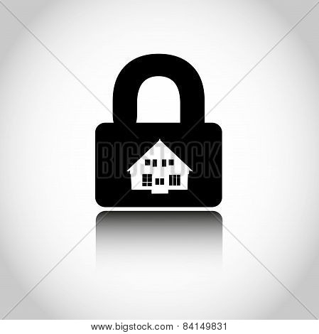 Lock house icon. Closing of firm. Vector illustration.