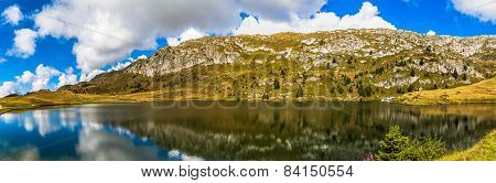 Panorama View Of  Bettmersee (lake) In Valais
