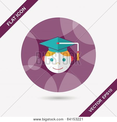 Graduation Man Flat Icon With Long Shadow,eps10