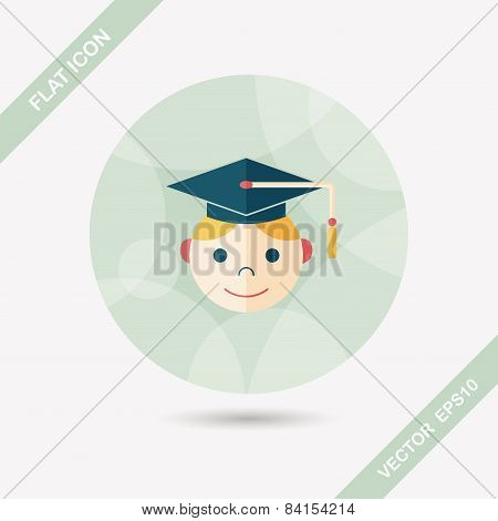 Graduation Man Flat Icon With Long Shadow,eps10