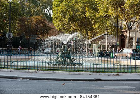 Paris - The fountain on the square of Edmund Rostand near by the Gardens of Luxembourg