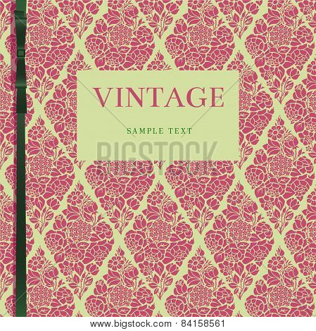 Vector vintage card with background of floral composition.