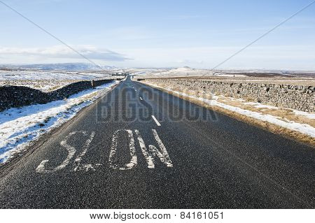 Country Road Through Winter Rural Scene