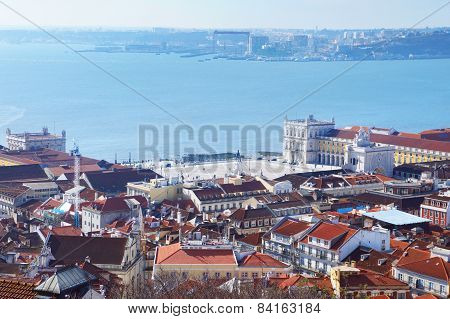 Commerce Square of Lisbon aerial view