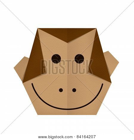 origami paper a monkey (face)