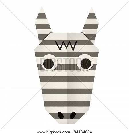 Origami paper a zebra (face)