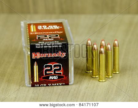 Box Of Hornady 22 Mag Bullets