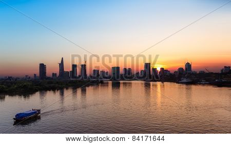 Saigon Skyline at sunset, Vietnam