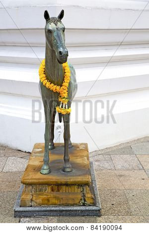 Horse  In The Temple Bangkok Asia   Sidewalk