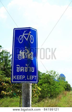 motorbike and bike lane sign on roadside,thailand