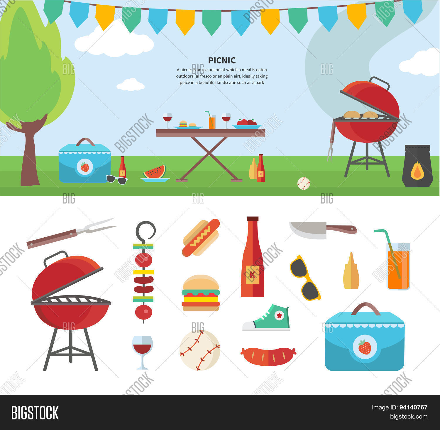Banner Icons Picnic Vector Photo Free Trial Bigstock