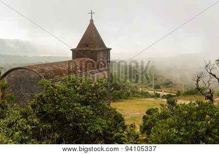 Abandoned christian church on top of Bokor mountain in Preah Monivong national park, Kampot, Cambodia