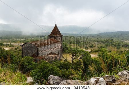 Abandoned christian church on top of Bokor mountain in Preah Monivong national park, Kampot, Cambodia