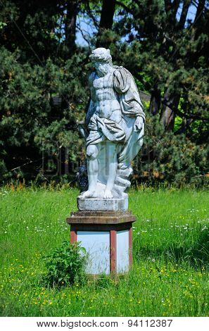 A Sculpture Of A Man In Palmen Garten, Frankfurt Am Main, Hessen, Germany
