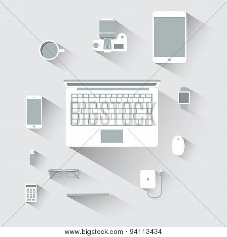 Flat Design Devices Computer Vector Illustration Concept